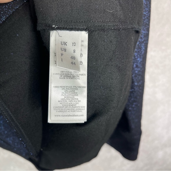 Victoria Beckham VVB Glitter Sparkle Button Down Blouse In Blue Women’s Sz US 8 - Picture 5 of 6